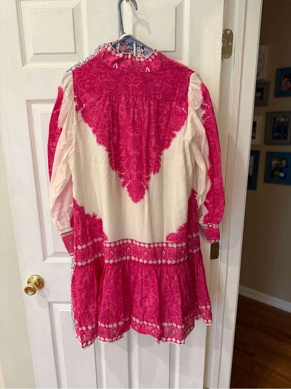 Lilly Pulitzer Hot Pink and White Long Sleeve Tiered Dress